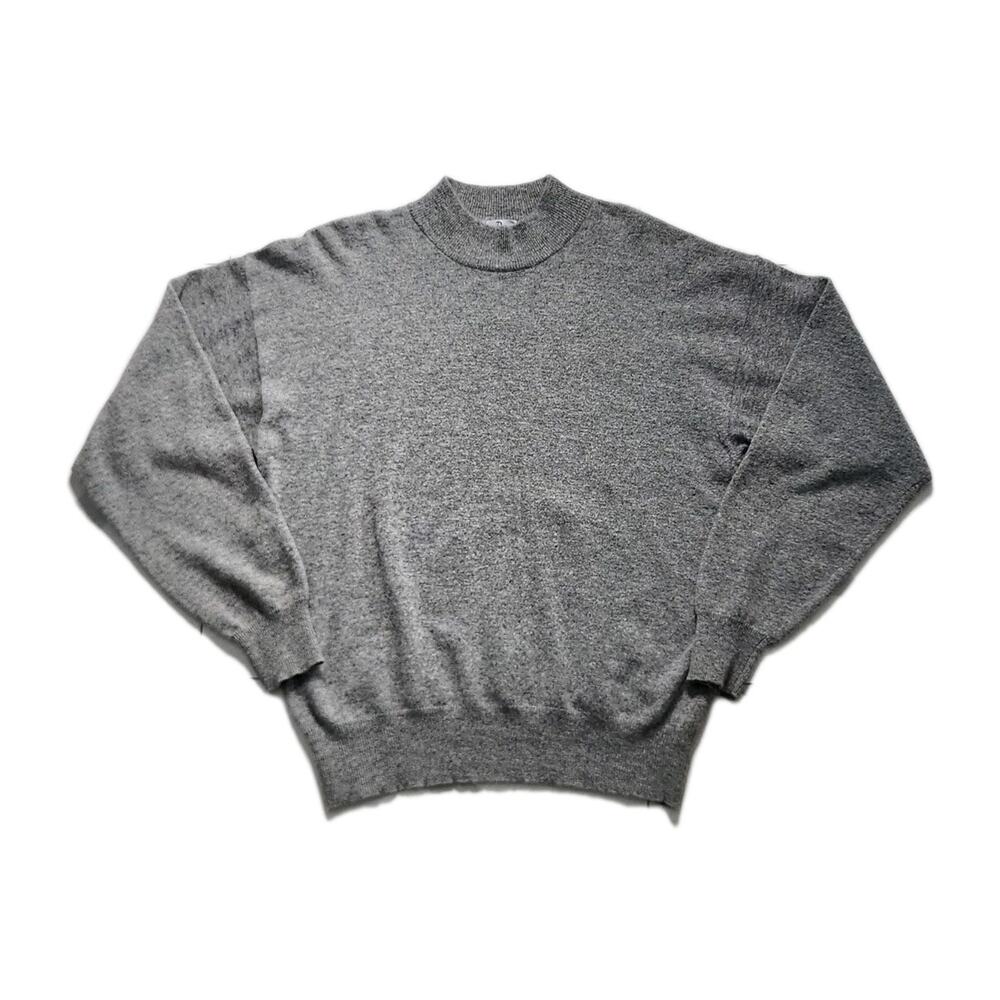VTG Neiman Marcus Cashmere Sweater XL Gray Made in Hong Kong Crew Neck Jumper